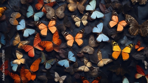 butterflies as part of an artfully designed, textured composition, allowing space for text, background image, AI generated
