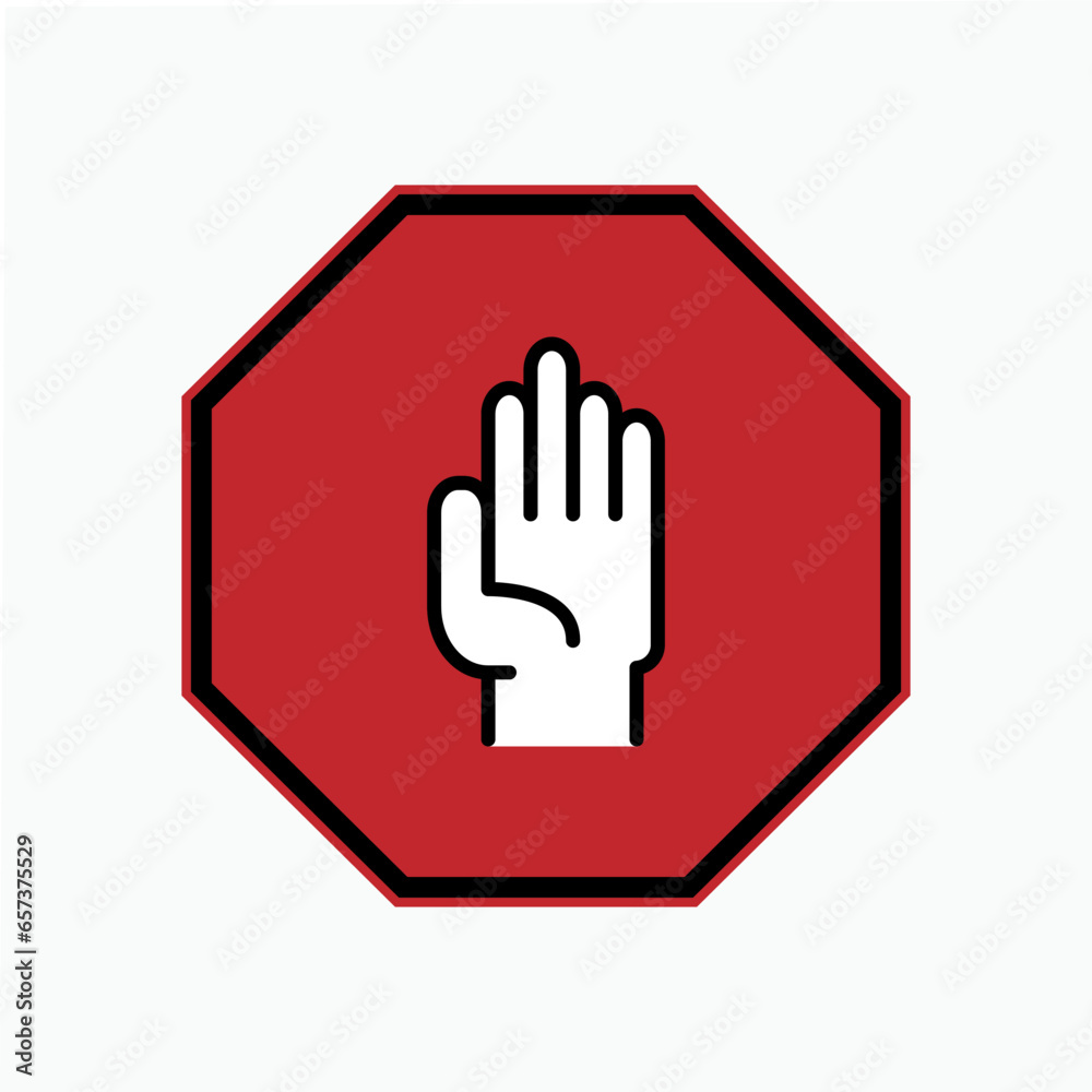 Hand Stop Icon. Reject, Prohibited Symbol for Entry - Vector. Hand Stop Icon. Reject, Prohibited Symbol for Entry - Vector.