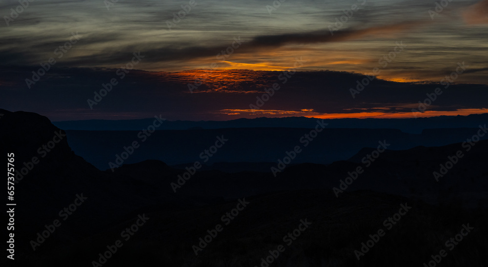 Faint Colors Stretch Across The Sky At Sunset In Big Bend
