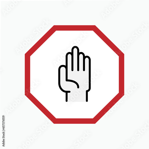 Hand Stop Icon. Greeting, Reject. Refuse, Resist Illustration. Applied as Trendy Symbol for Design Elements, Websites, Presentation and Application - Vector. 