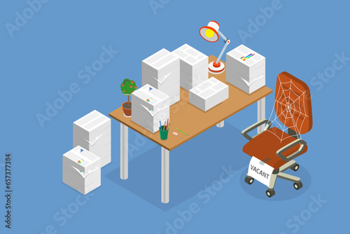 3D Isometric Flat Vector Conceptual Illustration of Labor Shortage, Personell Crisis