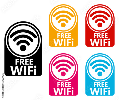Set collections free wifi icon. Free internet service sign design Vector illustration
