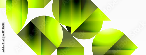 Serene gradient template. Circles and triangles mingle in minimalist perfection. Gentle fusion of forms and hues creates balanced yet captivating backdrop, embodying modern sophistication
