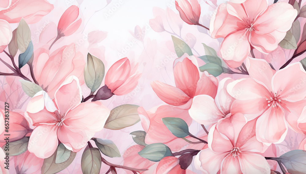 Pink flowers watercolor background Pink flowers watercolor background