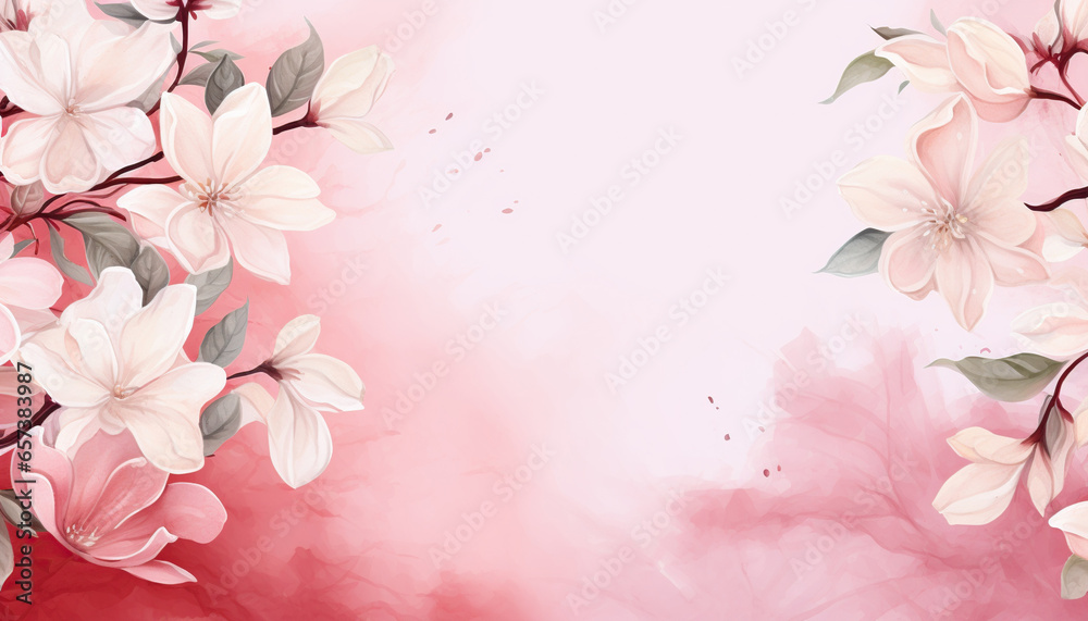 Pink flowers watercolor background