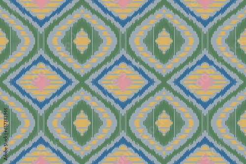 Ikat Damask Embroidery Background. Ikat Diamond Geometric Ethnic Oriental Pattern Traditional. Ikat Aztec Style Abstract Design for Print Texture,fabric,saree,sari,carpet.