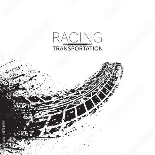 Old grunge tire track perspective line