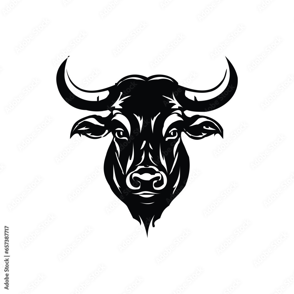 head of mascot african buffalo head logo design