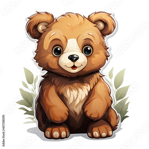 brown baer with leaf and white bg