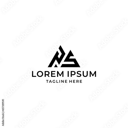 p s ps sp initial mountain logo design vector template