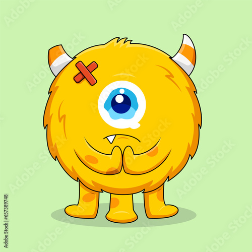 Cute The One Eyed Yellow Monster Cries Illustration