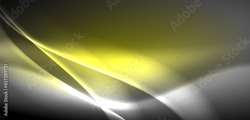 Neon-lit waves surge across background, mesmerizing dance of luminescence and motion. Dynamic backdrop captures essence of energy and modern aesthetics