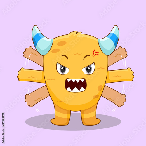 Cute Angry Yellow Monster Illustration