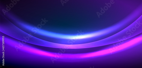 Dynamic waves in ethereal glow of neon lights. Concept merges fluidity of motion with vibrant allure of neon, crafting entrancing backdrop that embodies both vitality and futuristic sophistication