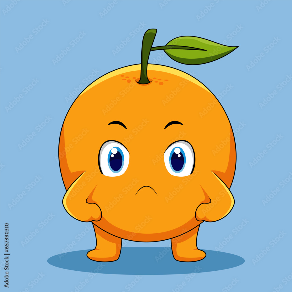 Obraz premium Cute Orange Has An Angry Expression Illustration