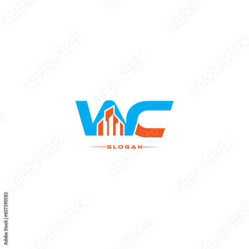 Initial CW interior design, home real estate initial letter