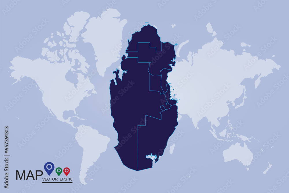 Obraz premium Map of Qatar. Vector Illustration EPS10.
