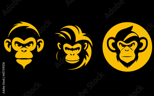 Photography Set of Monkey Face for Logos and Decals