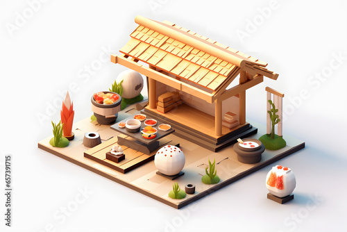 delicious japanese sushi 3d isometric style