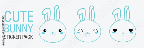 Bunny sticker icon illustrator pack