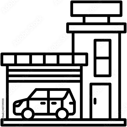 Dealership Icon. Car Dealer Showroom Symbol Stock Illustration. Vector Line Icons For UI Web Design And Presentation