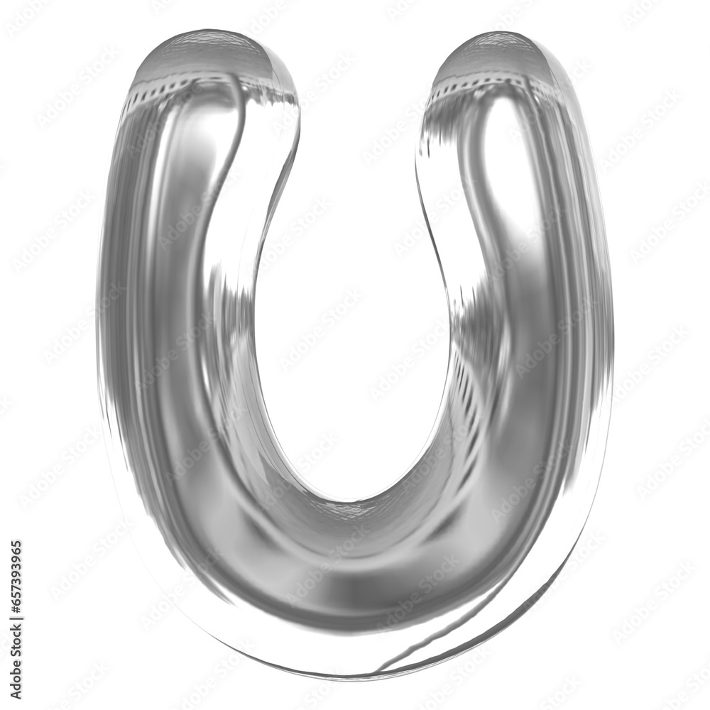 Silver Letter U With Style Bubble Glass Silver Letter U With Style Bubble Glass