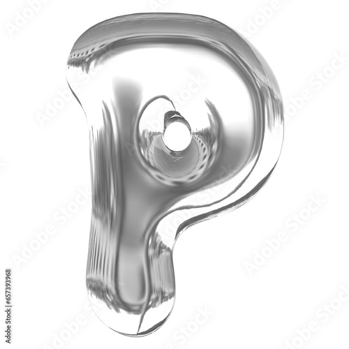 Silver Letter P With Style Bubble Glass
