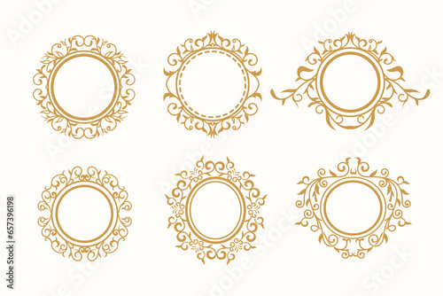 Circular leaves Ornament Template Design. Luxury Ornament Wedding Decoration Business. vector illustration
