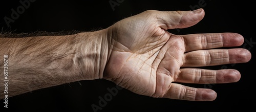 Overlapping fingers in clenched hand are characteristic of Edwards syndrome With copyspace for text photo