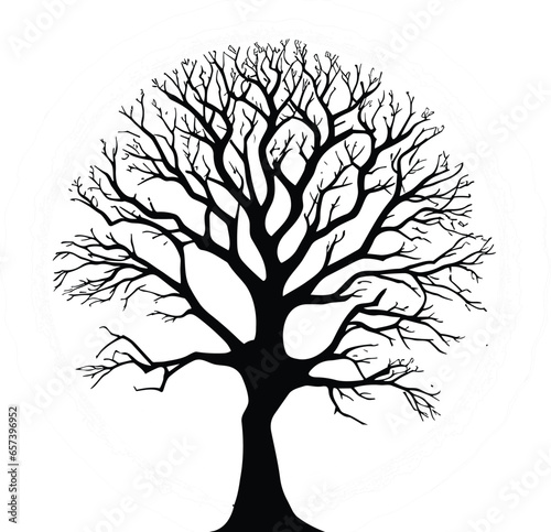 silhouette of tree and roots in nature vector and illustration.  