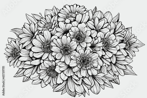 Hand drawn floral composition with Rose flower, leaves and curls isolated on white background. Monochrome illustration in vintage style. Pencil drawing romantic tattoo design, floral decoration. 
