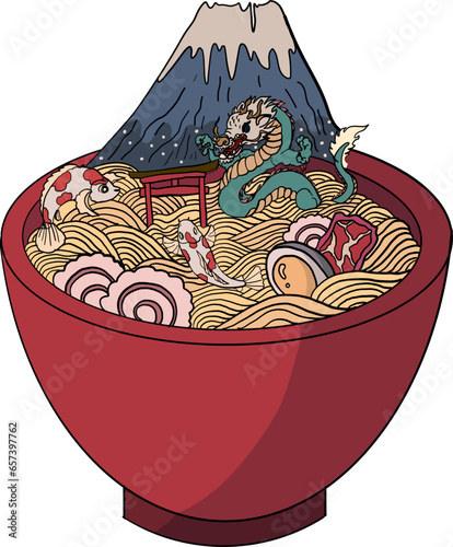 Japanese ramen noodles isolated illustration vector.Beautiful 'ramen japanese food ' Poster Print.