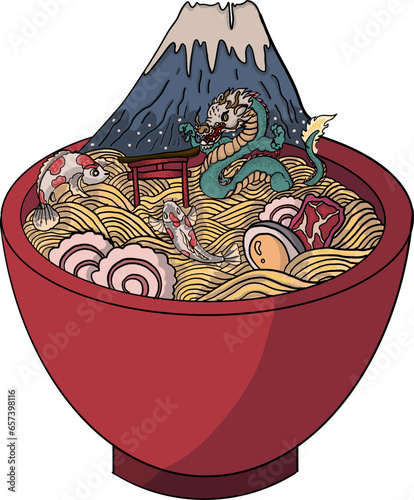 Japanese ramen noodles isolated illustration vector.Beautiful 'ramen japanese food ' Poster Print.