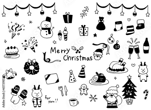 クリスマスの手描き風イラスト素材セット