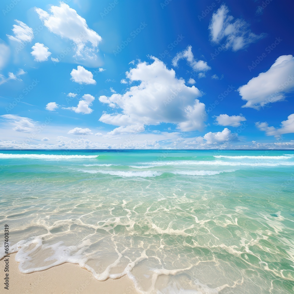 Sea wallpaper sunny day blue sky white clouds