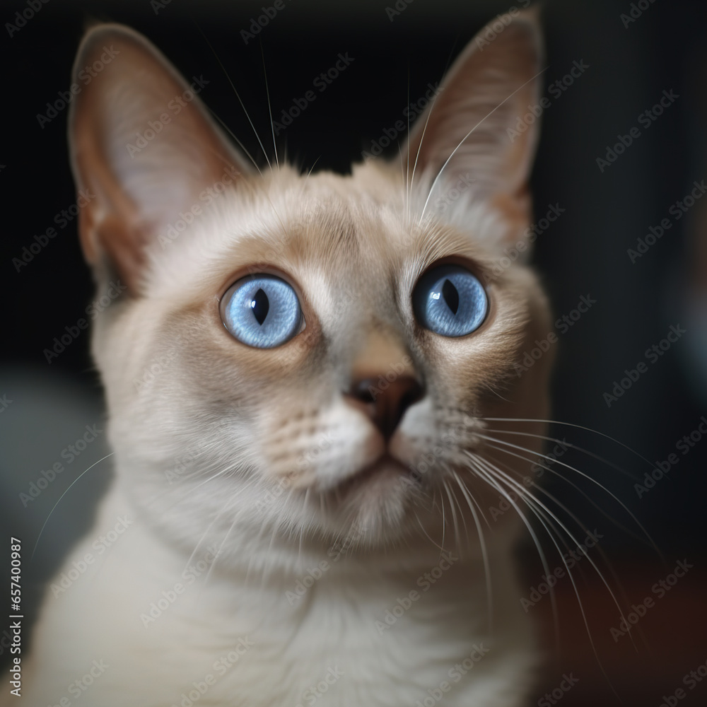 Image of a cat with a startled expression. Pet, Animals., Illustration, Generative AI.