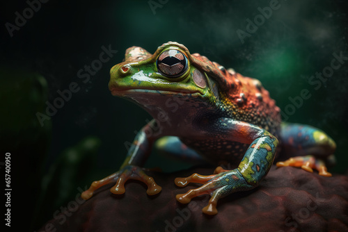 Image of a colorful frog. Amphibian, Illustration, Generative AI