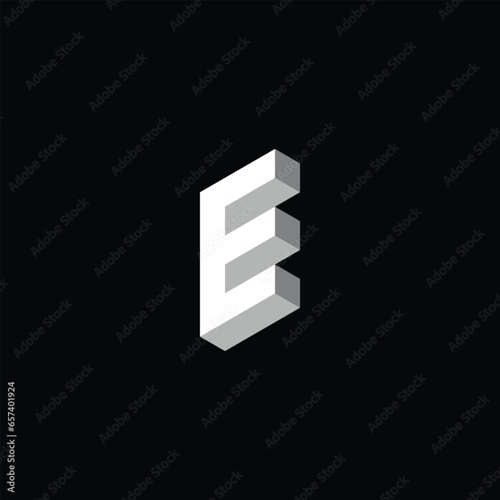 Letter E 3D isometric logo design Letter E 3D isometric logo design