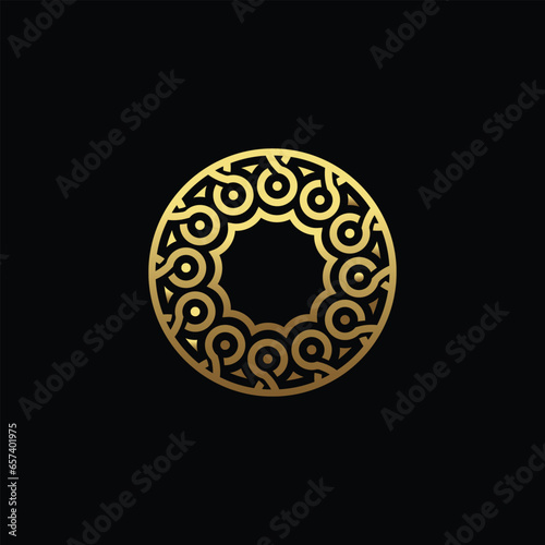 Golden Letter O ornament logo design idea for brand use. 