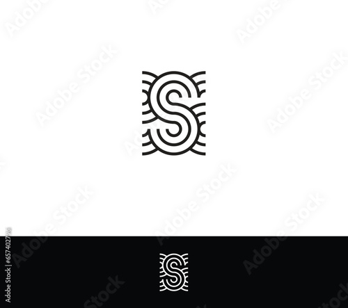 Linear Letter S Boutique Monogram with two Backgrounds. 