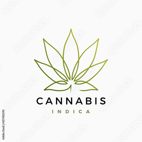 Cannabis indica continuous line logo vector icon illustration