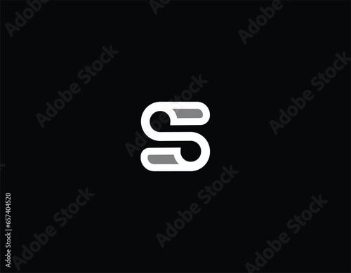 Simple minimal linear paper roll logo design vector on black background. 