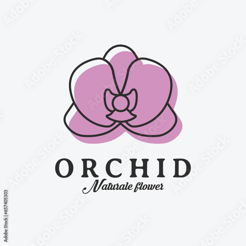Orchid flower logo icon simple design, orchid image line art.