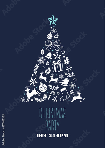 Christmas party postcard template vector illustration