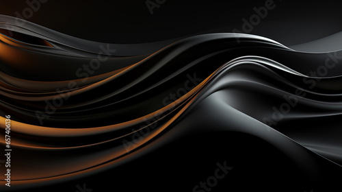 Realistic Abstract Black and Orange Acrylic Paint Liquid Wavy Background