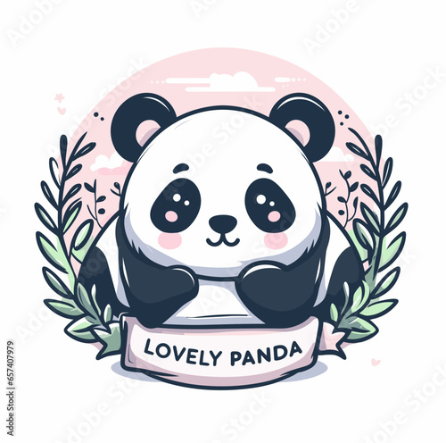 A lovely Panda illustration, logo style, generative ai