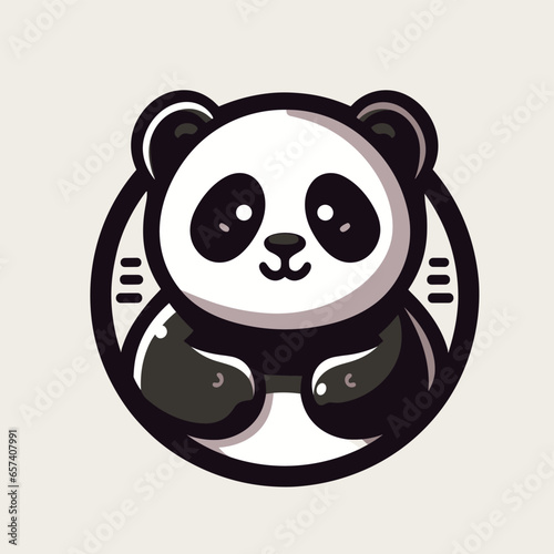 A lovely Panda illustration, logo style, generative ai