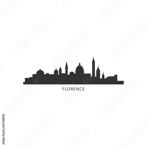 Wallpaper Mural Italy Florence cityscape skyline city panorama vector flat modern logo icon. Tuscany region emblem idea with landmarks and building silhouettes. Isolated black and white graphic Torontodigital.ca
