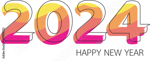 2024 new year. 2024 New Year numbers with gradient colorful banner. 2024 Happy New Year logo text design for cover photo. Number design template. Greeting banner template. Happy New Year cover.