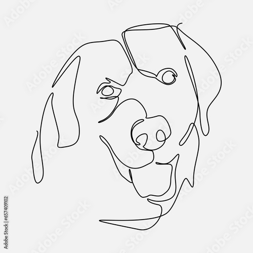 continuous line drawing of dog head. editable stroke. vector illustration